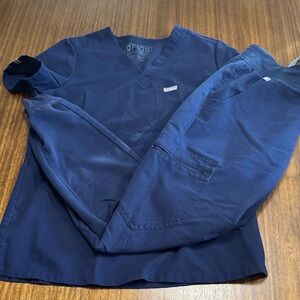 Figs Deep Blue Scrub Top and Jogger Set